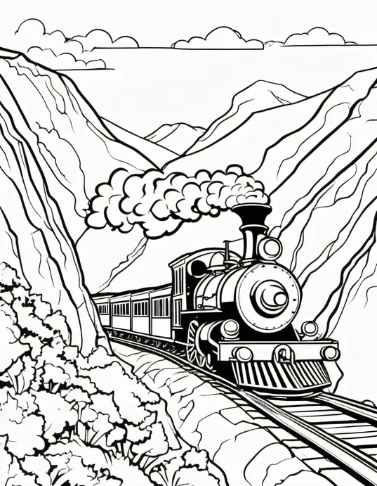 Colorful Steam Train Journey Through Mountain Tunnel