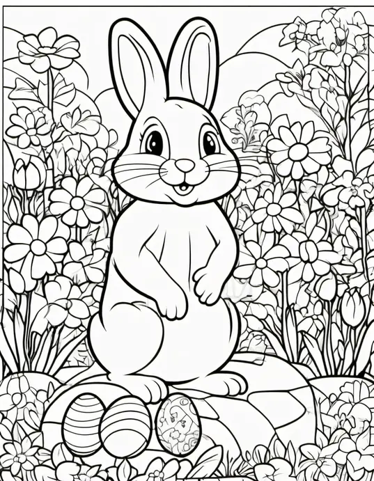 Easter Bunny's Garden Coloring Page