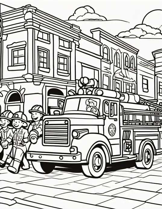 Color and Play: Fire Truck Parade in Sunny Town
