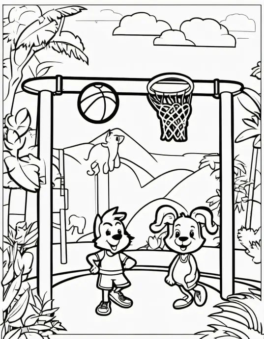 Color and Play: Jungle Gym Basketball Buddies