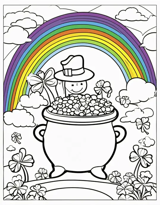 Luck of the Irish Rainbow Coloring Page for Kids