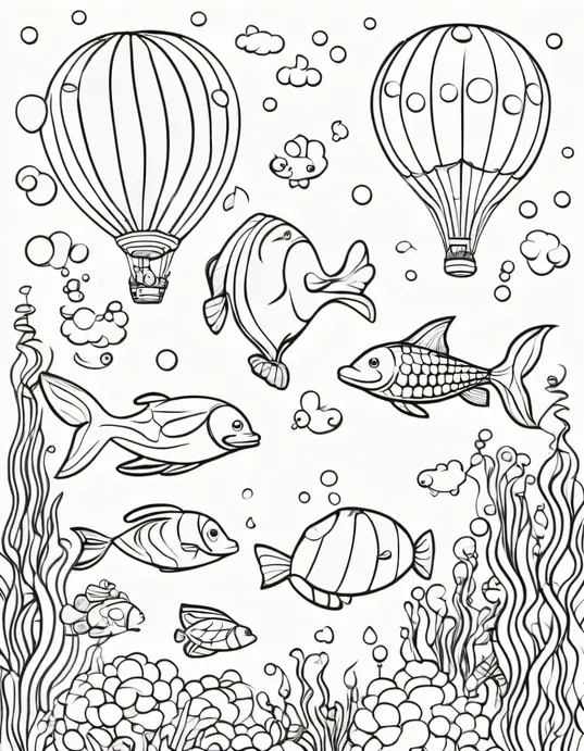 Colorful Underwater Balloon Party Scene for Kids