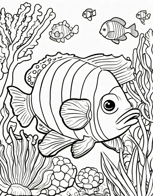 Explore Underwater Creatures Coloring Page