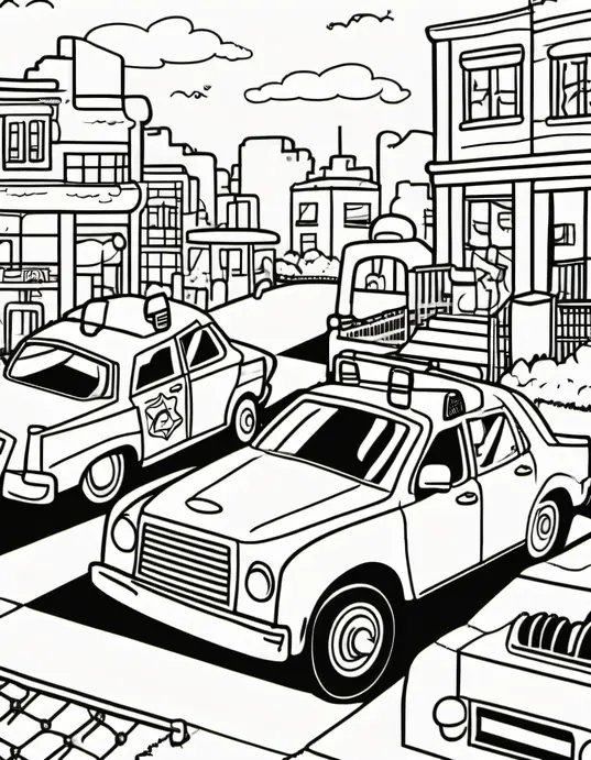 Color and Explore: Police Car Playground Scene