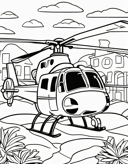 Color and Play: Jolly Jet Helicopter Landscape