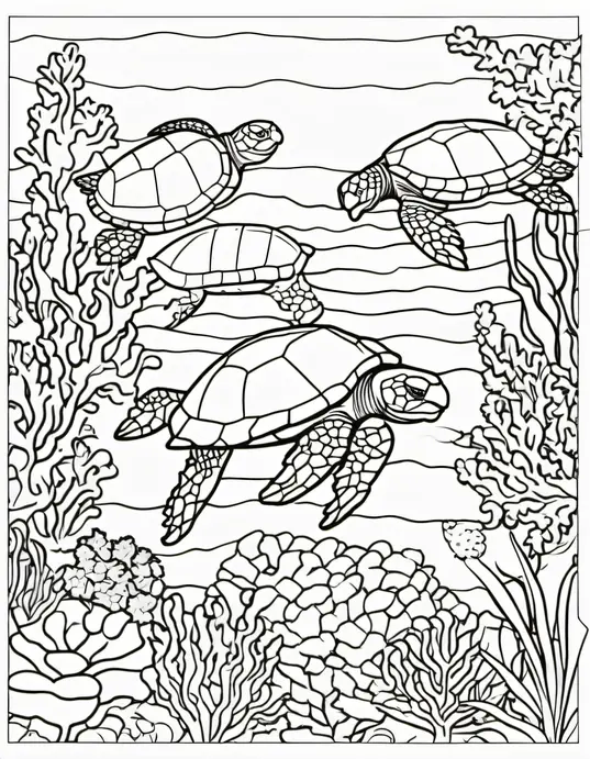 Color and Discover Underwater Turtle Friends