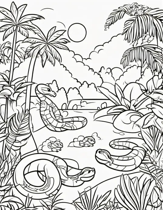 Colorful Jungle Snake Hatchery Scene