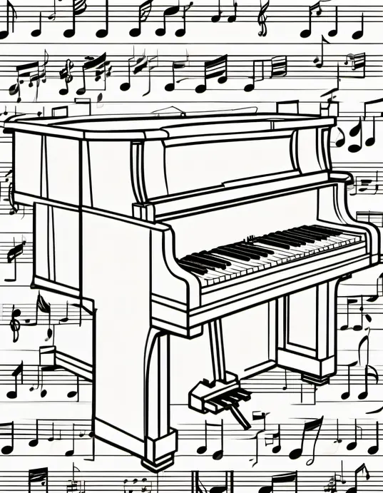 Joyful Piano Keys Coloring Page