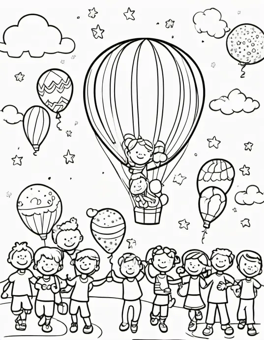 Colorful Rainbow Balloon Party Scene for Kids