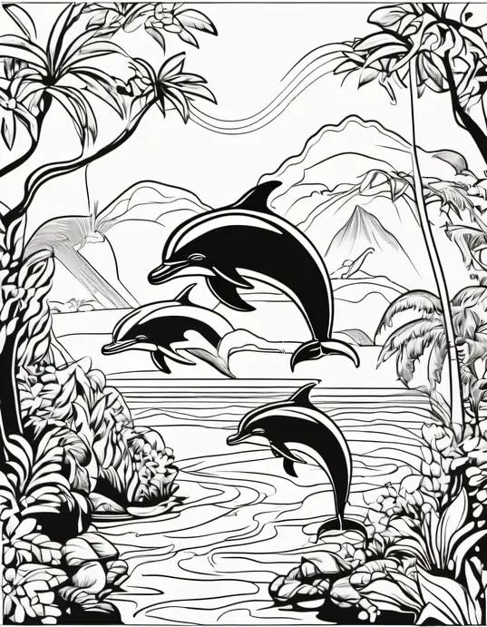 Joyful Jungle Dolphin Coloring Page