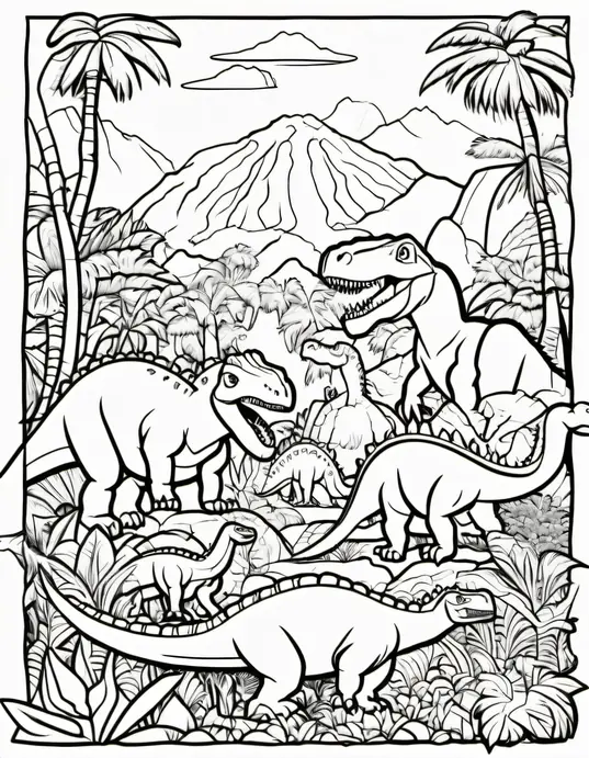 Coloring Prehistoric Dinosaur Jungle Adventure