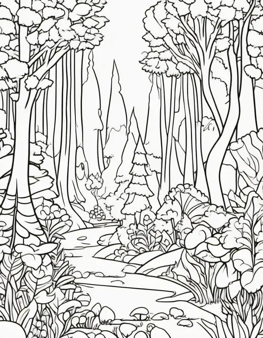 Magical Fairy Forest Coloring Page for Kids