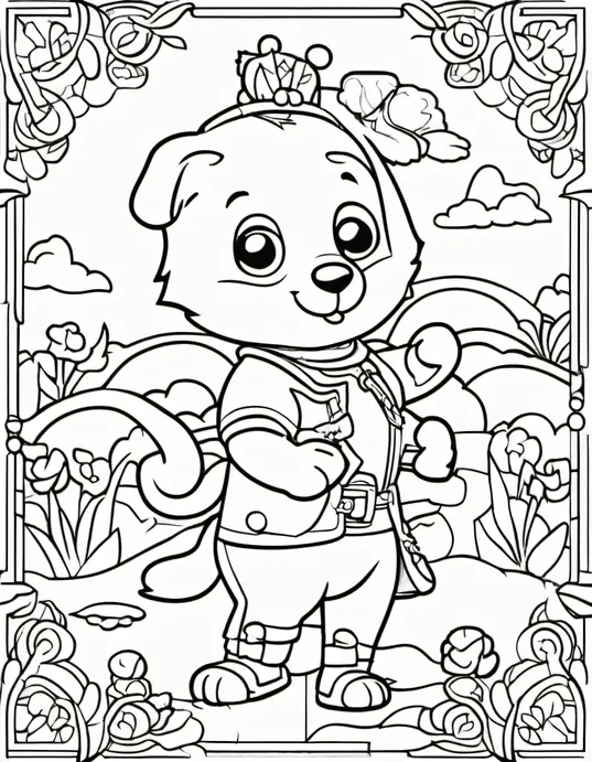 Rockin' Rainbow Music Band Coloring Scene