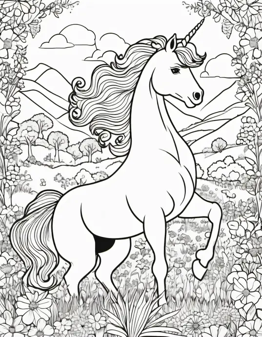 Color & Discover: Lively Unicorn Meadow