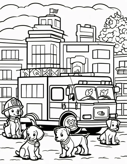 Colorful Fire Truck Playtime Scene for Kids