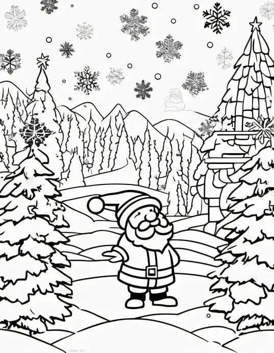 Santa's Jolly Snowflake Coloring Page