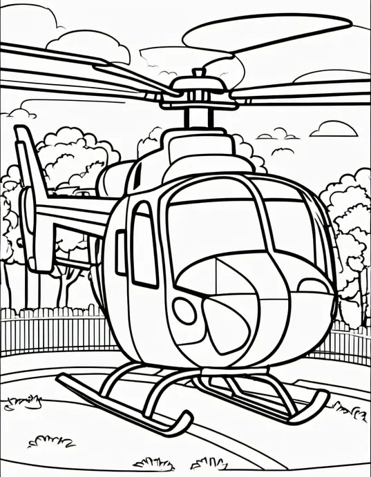 Colorful Helicopter Playground Scene for Kids