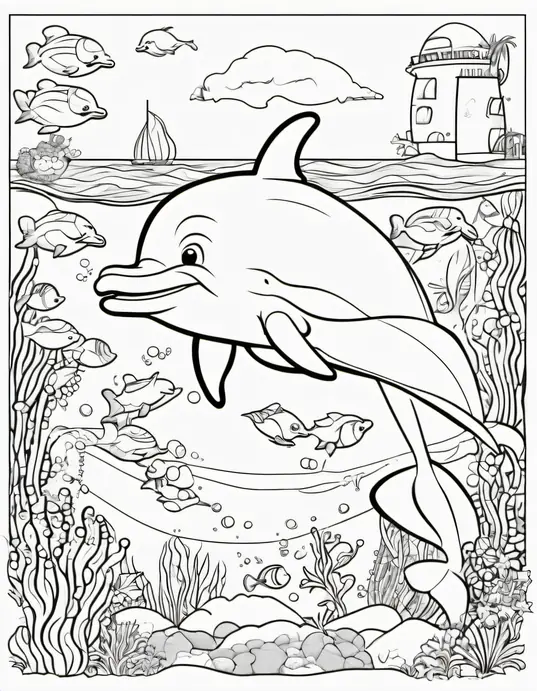 Colorful Underwater Dolphin Playground Scene