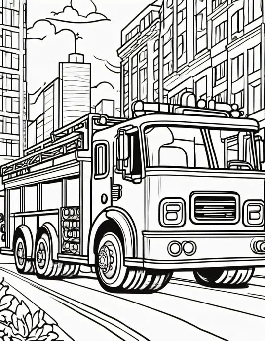 Coloring Fire Trucks at a Bright Parade!