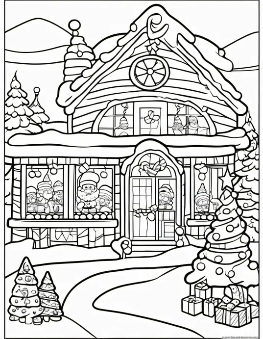 Santa's Candy Cane Workshop Coloring Page