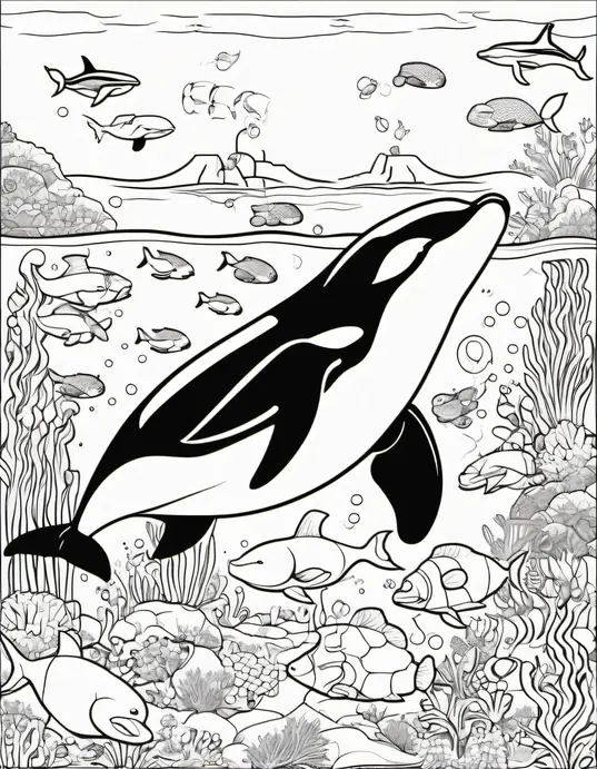 Colorful Orca Whale Underwater Playground