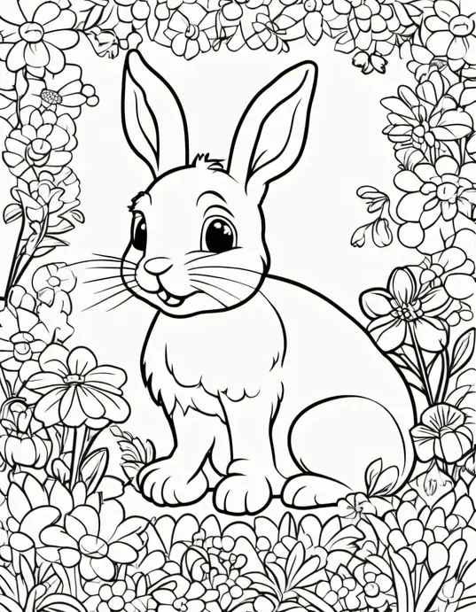 Easter Bunny's Garden Coloring Page