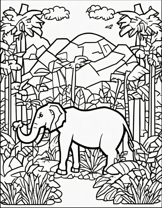 Pixel Art Jungle Animal Coloring Page