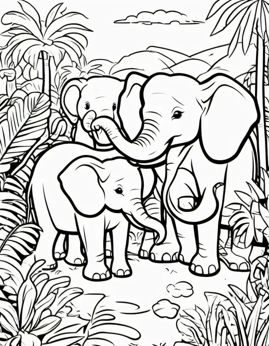 Coloring Baby Elephants in a Jungle Playground