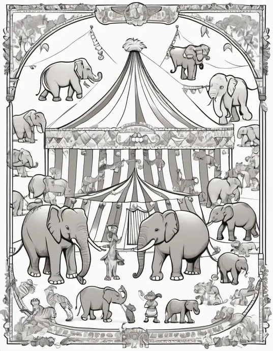 Exotic Animal Circus Coloring Page for Kids