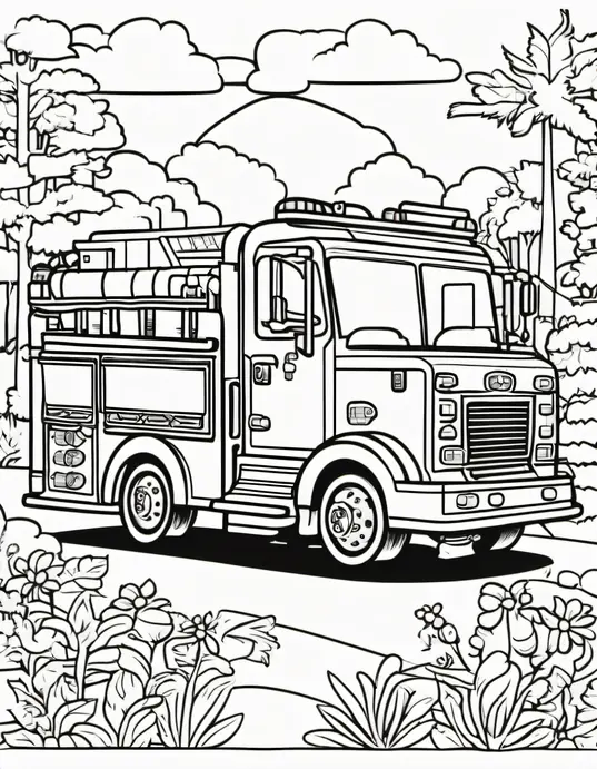 Fire Truck Coloring Page: Rescue Mission Fun!