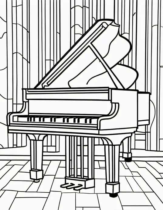 Joyful Piano Keys Coloring Page for Kids