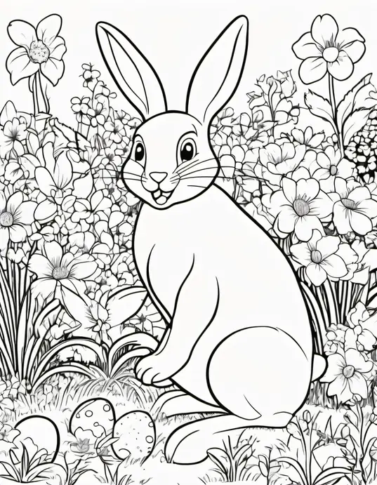 Easter Bunny's Garden Coloring Page