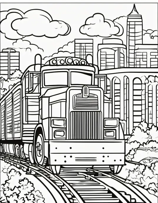 Trucks and Trains Coloring Fun: Rainbow Ride Adventure