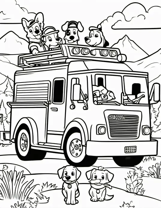 Colorful Fire Truck Adventure Scene for Kids