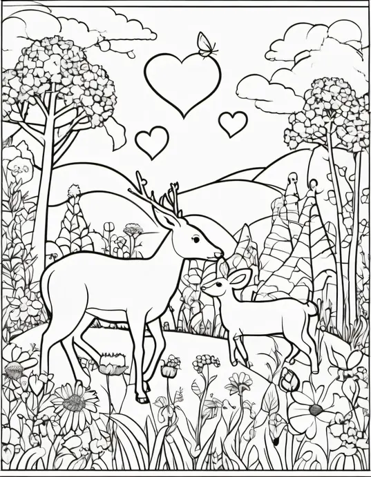 Coloring Fairies in Heart-Shaped Meadow