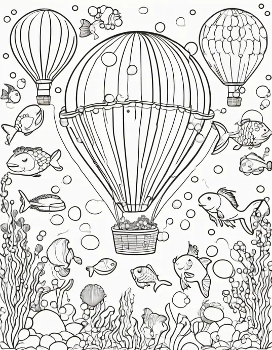 Colorful Underwater Balloon Party Scene