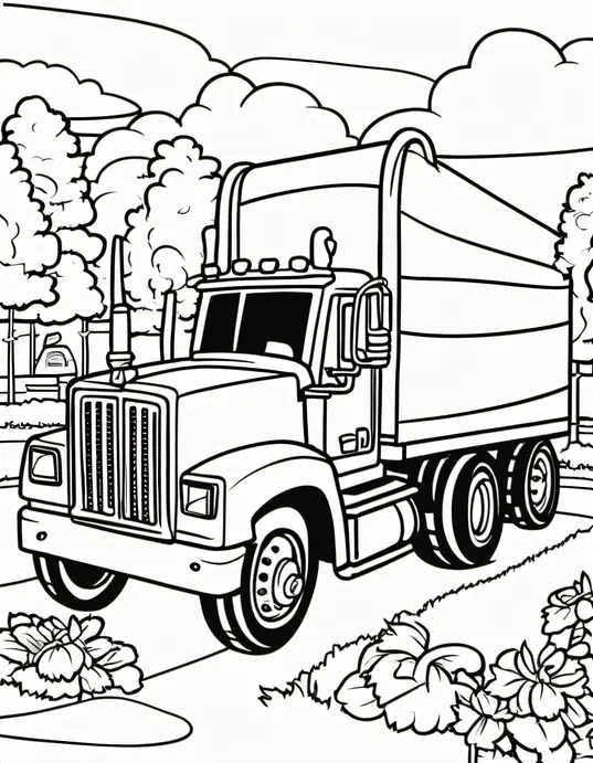 Color and Explore Big Truck Playground Scene