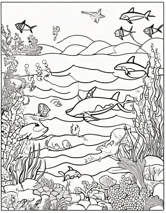 Sunny Beach Sea Creatures Coloring Book