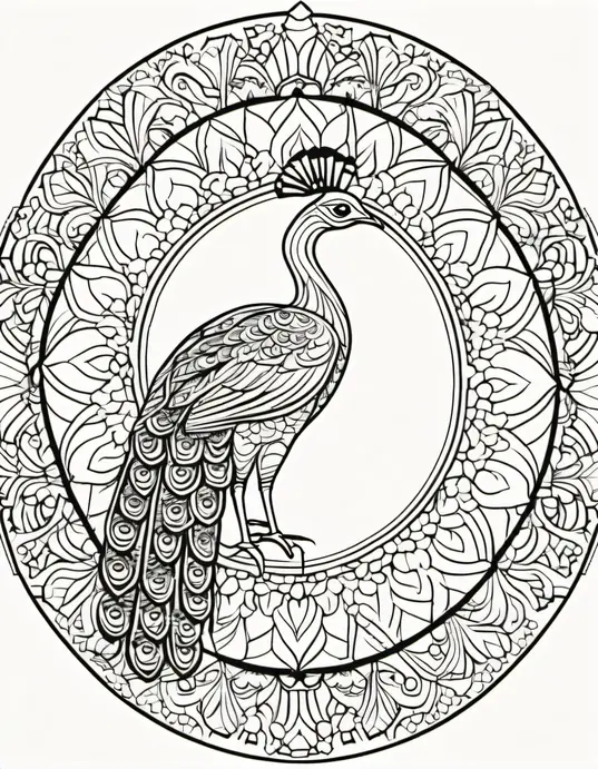 Peacock Mandalas for Kids Coloring Fun