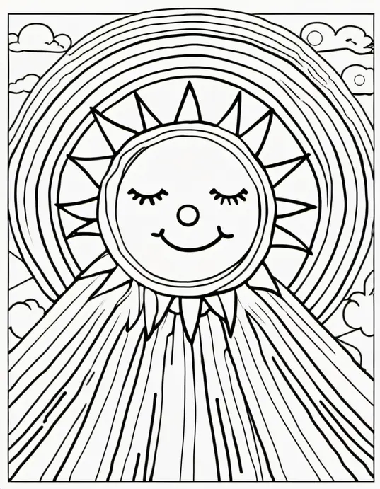 Sunny Rainbow Coloring Page