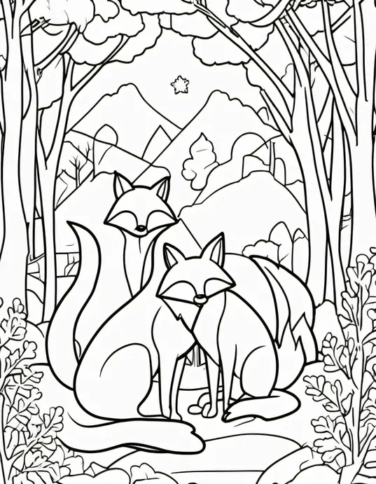 Coloring Foxes in the Winter Forest Scene