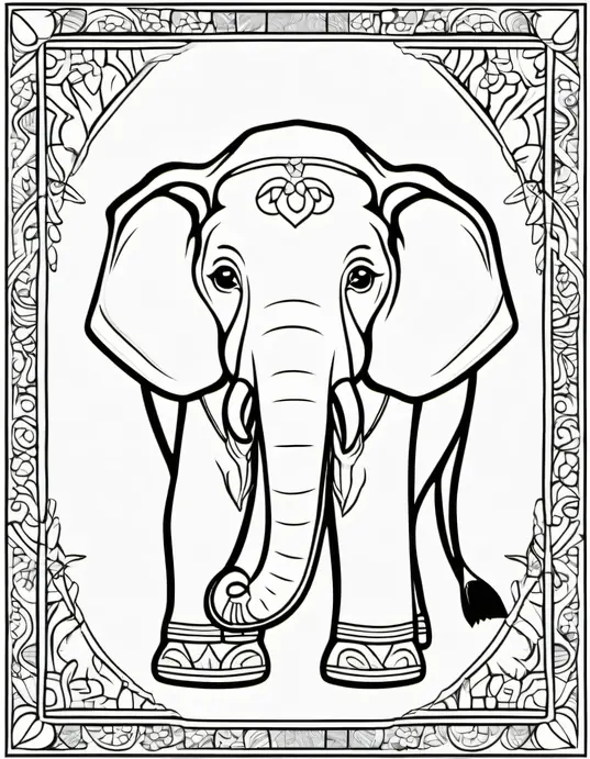 Exotic Elephant and Zebra Coloring Page