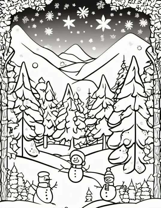 Snowflake Forest Winter Coloring Adventure