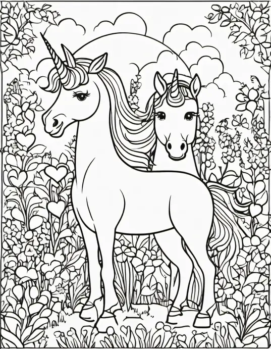 Color Unicorn Hearts in a Garden Rainbow