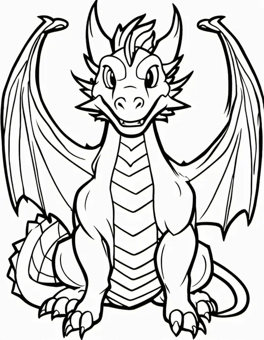 Anime-Inspired Dragon Coloring Page for Kids