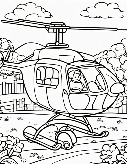 Colorful Helicopter Playground Scene for Kids