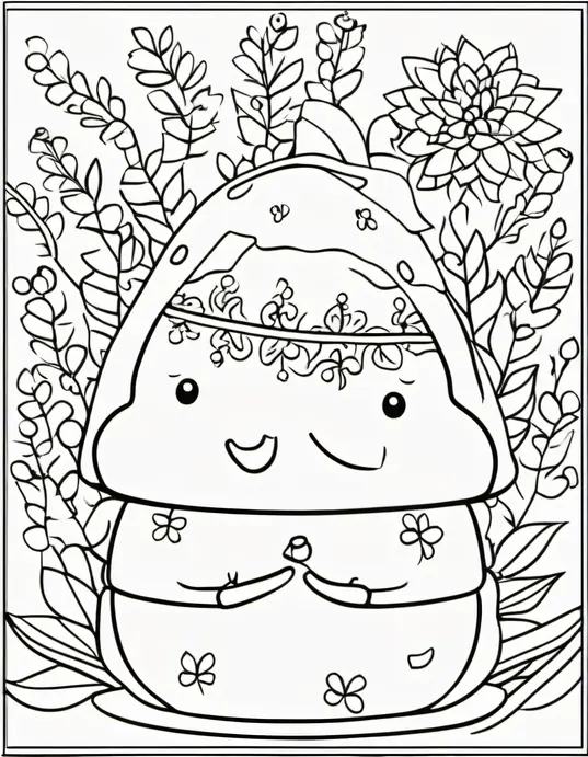 Cute Kitten Coloring Scene with Rainbow Bow!
