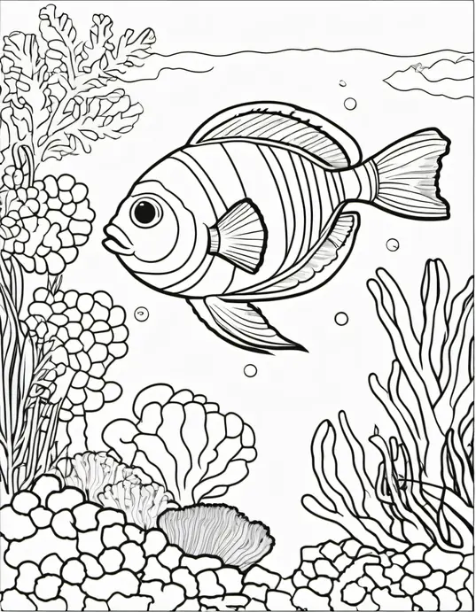 Underwater Rainbow Fish Coloring Page