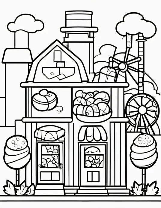 Sweet Candyland Coloring Page for Kids