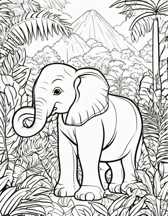 Exotic Jungle Animals Coloring Page